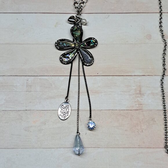 Vintage Guess Jeans Extra Long Flower Pendant Necklace, 26" - Picture 4 of 4